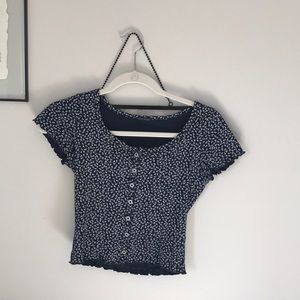 Brandy Melville top. Navy blue with white flowers